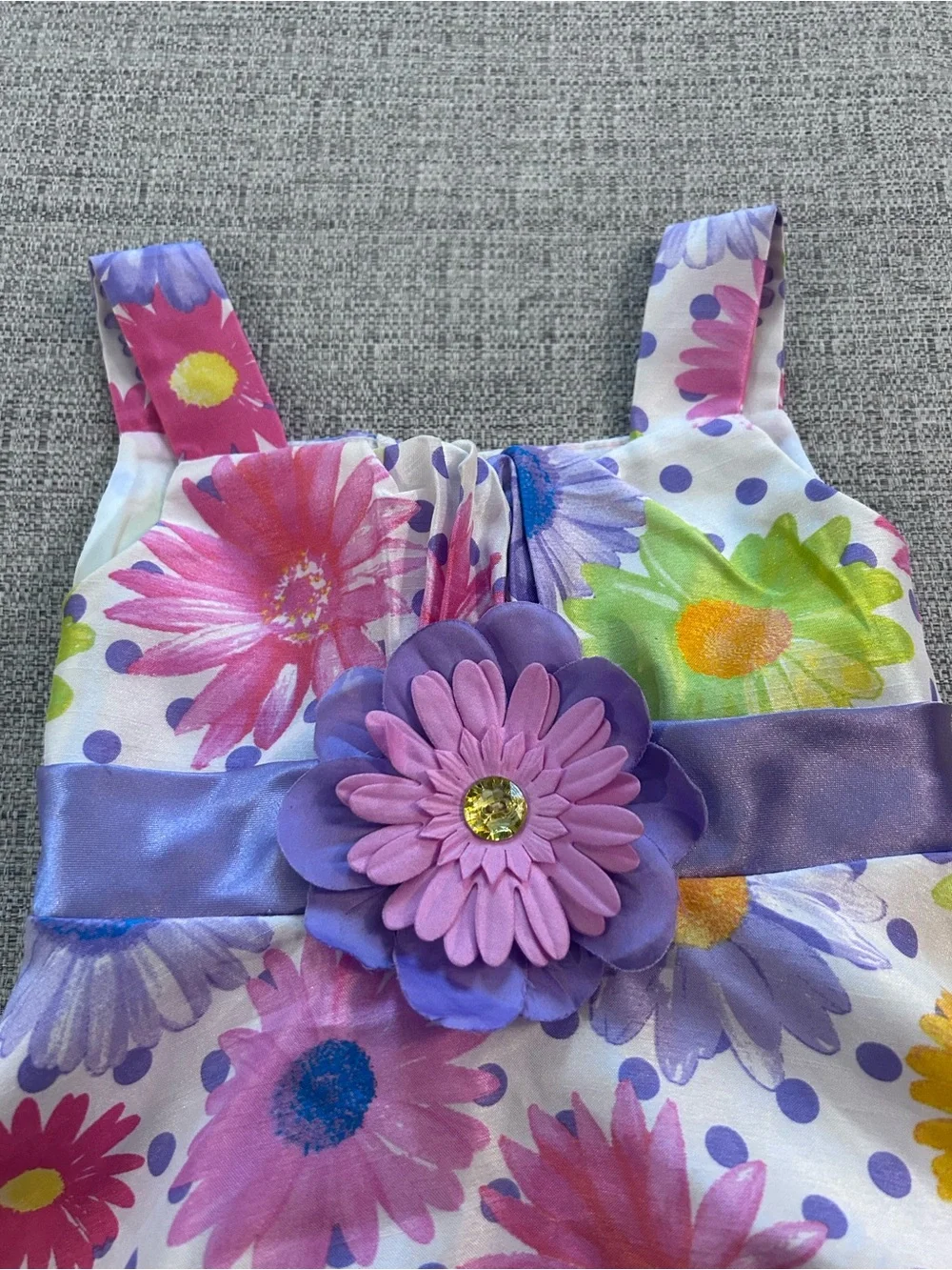 Youngland Girls Floral Sunburst Dress with Purple Sash Size 4